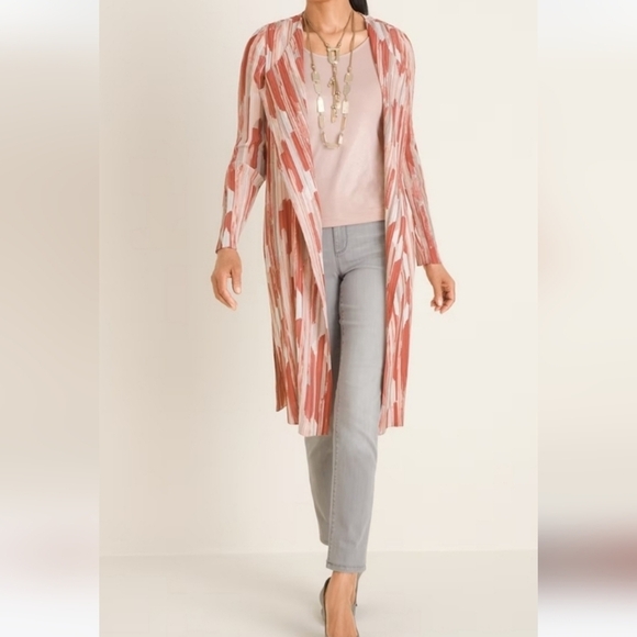 Chico's lightweight pleated Duster Cardigan swim cover size 3 (XL)(16) - Picture 2 of 10